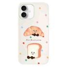 For iPhone 16 Plus Skin Feeling Jelly TPU Hybrid PC Phone Case(Polka Dot Bread White) - 1