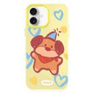 For iPhone 16 Plus Skin Feeling Jelly TPU Hybrid PC Phone Case(Puppy Crayon Drawing Yellow) - 1