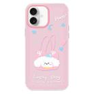 For iPhone 16 Plus Skin Feeling Jelly TPU Hybrid PC Phone Case(Dog Tote Bag Pink) - 1