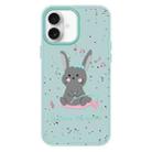 For iPhone 16 Plus Skin Feeling Jelly TPU Hybrid PC Phone Case(Listen to Music Rabbit Light Green) - 1