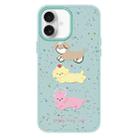 For iPhone 16 Plus Skin Feeling Jelly TPU Hybrid PC Phone Case(Three Puppies Light Green) - 1