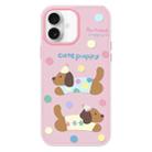 For iPhone 16 Plus Skin Feeling Jelly TPU Hybrid PC Phone Case(Cute Puppy Pink) - 1