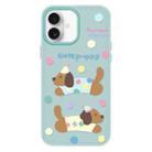 For iPhone 16 Plus Skin Feeling Jelly TPU Hybrid PC Phone Case(Cute Puppy Light Green) - 1