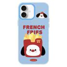 For iPhone 16 Skin Feeling Jelly TPU Hybrid PC Phone Case(French Fries Puppy Blue) - 1