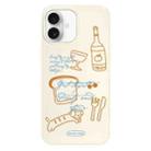 For iPhone 16 Skin Feeling Jelly TPU Hybrid PC Phone Case(Party Line Dog White) - 1