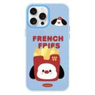 For iPhone 15 Pro Max Skin Feeling Jelly TPU Hybrid PC Phone Case(French Fries Puppy Blue) - 1