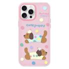 For iPhone 15 Pro Max Skin Feeling Jelly TPU Hybrid PC Phone Case(Cute Puppy Pink) - 1
