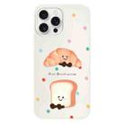 For iPhone 15 Pro Skin Feeling Jelly TPU Hybrid PC Phone Case(Polka Dot Bread White) - 1