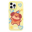 For iPhone 15 Pro Skin Feeling Jelly TPU Hybrid PC Phone Case(Puppy Crayon Drawing Yellow) - 1