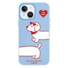 For iPhone 15 Plus Skin Feeling Jelly TPU Hybrid PC Phone Case(Love Dachshund Blue) - 1