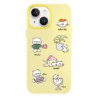 For iPhone 15 Plus Skin Feeling Jelly TPU Hybrid PC Phone Case(Daze Cat Yellow) - 1