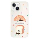 For iPhone 15 Plus Skin Feeling Jelly TPU Hybrid PC Phone Case(Polka Dot Bread White) - 1