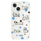 For iPhone 15 Plus Skin Feeling Jelly TPU Hybrid PC Phone Case(Polka Dot Puppy White) - 1