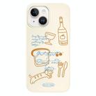 For iPhone 15 Plus Skin Feeling Jelly TPU Hybrid PC Phone Case(Party Line Dog White) - 1