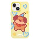 For iPhone 15 Plus Skin Feeling Jelly TPU Hybrid PC Phone Case(Puppy Crayon Drawing Yellow) - 1