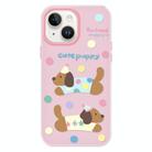 For iPhone 15 Plus Skin Feeling Jelly TPU Hybrid PC Phone Case(Cute Puppy Pink) - 1