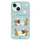 For iPhone 15 Plus Skin Feeling Jelly TPU Hybrid PC Phone Case(Cute Puppy Light Green) - 1