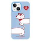 For iPhone 15 Skin Feeling Jelly TPU Hybrid PC Phone Case(Love Dachshund Blue) - 1