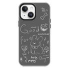 For iPhone 15 Skin Feeling Jelly TPU Hybrid PC Phone Case(Doodle Puppy Black) - 1