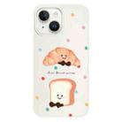 For iPhone 15 Skin Feeling Jelly TPU Hybrid PC Phone Case(Polka Dot Bread White) - 1