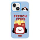 For iPhone 15 Skin Feeling Jelly TPU Hybrid PC Phone Case(French Fries Puppy Blue) - 1