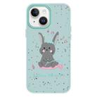 For iPhone 15 Skin Feeling Jelly TPU Hybrid PC Phone Case(Listen to Music Rabbit Light Green) - 1