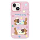 For iPhone 15 Skin Feeling Jelly TPU Hybrid PC Phone Case(Cute Puppy Pink) - 1