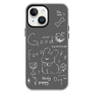 For iPhone 14 Plus Skin Feeling Jelly TPU Hybrid PC Phone Case(Doodle Puppy Black) - 1