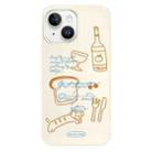 For iPhone 14 Plus Skin Feeling Jelly TPU Hybrid PC Phone Case(Party Line Dog White) - 1