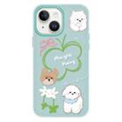 For iPhone 14 Skin Feeling Jelly TPU Hybrid PC Phone Case(Flowers Puppy Light Green) - 1