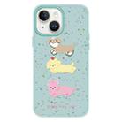 For iPhone 14 Skin Feeling Jelly TPU Hybrid PC Phone Case(Three Puppies Light Green) - 1