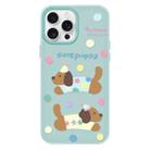 For iPhone 13 Pro Skin Feeling Jelly TPU Hybrid PC Phone Case(Cute Puppy Light Green) - 1