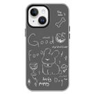 For iPhone 13 Skin Feeling Jelly TPU Hybrid PC Phone Case(Doodle Puppy Black) - 1
