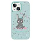 For iPhone 13 Skin Feeling Jelly TPU Hybrid PC Phone Case(Listen to Music Rabbit Light Green) - 1