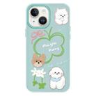 For iPhone 13 Skin Feeling Jelly TPU Hybrid PC Phone Case(Flowers Puppy Light Green) - 1