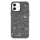 For iPhone 12 Skin Feeling Jelly TPU Hybrid PC Phone Case(Doodle Puppy Black) - 1