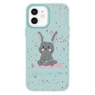 For iPhone 12 Skin Feeling Jelly TPU Hybrid PC Phone Case(Listen to Music Rabbit Light Green) - 1