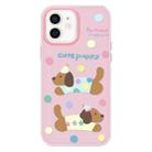 For iPhone 12 Skin Feeling Jelly TPU Hybrid PC Phone Case(Cute Puppy Pink) - 1