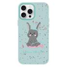 For iPhone 11 Pro Max Skin Feeling Jelly TPU Hybrid PC Phone Case(Listen to Music Rabbit Light Green) - 1