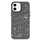 For iPhone 11 Skin Feeling Jelly TPU Hybrid PC Phone Case(Doodle Puppy Black) - 1