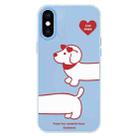 For iPhone X / XS Skin Feeling Jelly TPU Hybrid PC Phone Case(Love Dachshund Blue) - 1