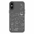 For iPhone X / XS Skin Feeling Jelly TPU Hybrid PC Phone Case(Doodle Puppy Black) - 1