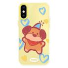 For iPhone X / XS Skin Feeling Jelly TPU Hybrid PC Phone Case(Puppy Crayon Drawing Yellow) - 1