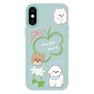 For iPhone X / XS Skin Feeling Jelly TPU Hybrid PC Phone Case(Flowers Puppy Light Green) - 1