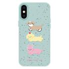 For iPhone X / XS Skin Feeling Jelly TPU Hybrid PC Phone Case(Three Puppies Light Green) - 1