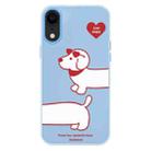 For iPhone XR Skin Feeling Jelly TPU Hybrid PC Phone Case(Love Dachshund Blue) - 1