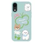 For iPhone XR Skin Feeling Jelly TPU Hybrid PC Phone Case(Flowers Puppy Light Green) - 1