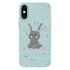 For iPhone XS Max Skin Feeling Jelly TPU Hybrid PC Phone Case(Listen to Music Rabbit Light Green) - 1