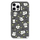 For iPhone 16 Pro Max Skin Feeling Jelly TPU Hybrid PC Phone Case(Green Heart Cat Black) - 1