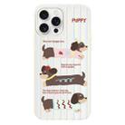 For iPhone 16 Pro Max Skin Feeling Jelly TPU Hybrid PC Phone Case(Striped Dachshund White) - 1